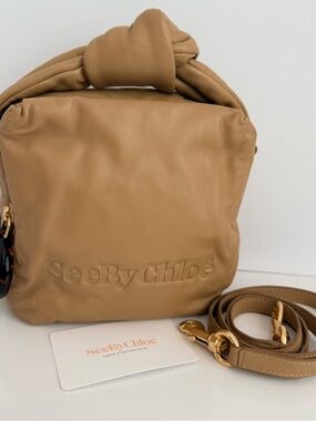 See By Chloe Tan Knotted-Handle Leather Crossbody Bag